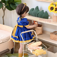 Robe pour enfants en pur coton, broderie tournesol artisanale, manches courtes, pour séances extérieures, vente en gros