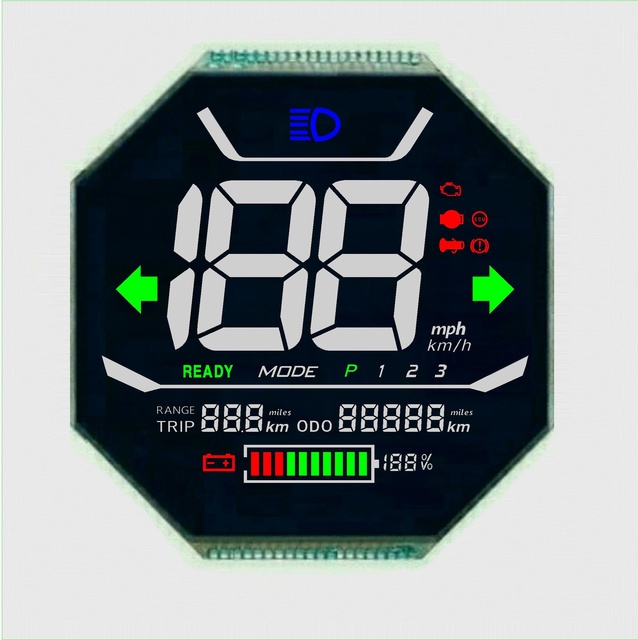 speed meter lcd display 7 segment lcd display outdoor black and white VA negative mode metal pin connector LCD panel