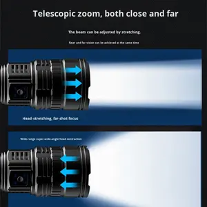 Многофункциональный уличный фонарь с USB-зарядкой, зумом, высокой мощностью, дальностью луча 1000м+, IP65, ABS, 3.7V, регулируемым лучом, для кемпинга - Product Image 3