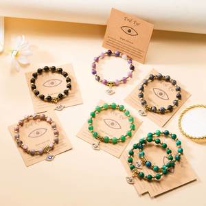 Bracelet naturel en perles de verre colorées pour la stabilité émotionnelle – Recommandé aux grossistes – Choix de pierres personnalisées - Product Image 2