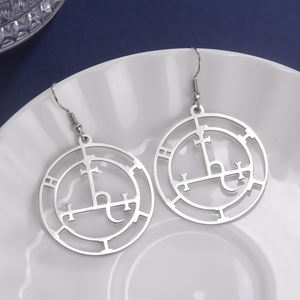 Myshape Sigil of Lilith Pendientes Sello pagano Mitología Wiccan Amuleto Brujería Regalo mágico Joyería de acero inoxidable - Product Image 6