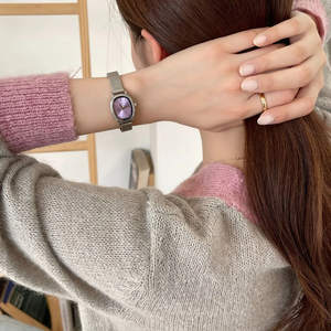 Mode ovale petit cadran montre pour femme tempérament simple montre d'étudiant étanche montre en acier inoxydable - Product Image 3