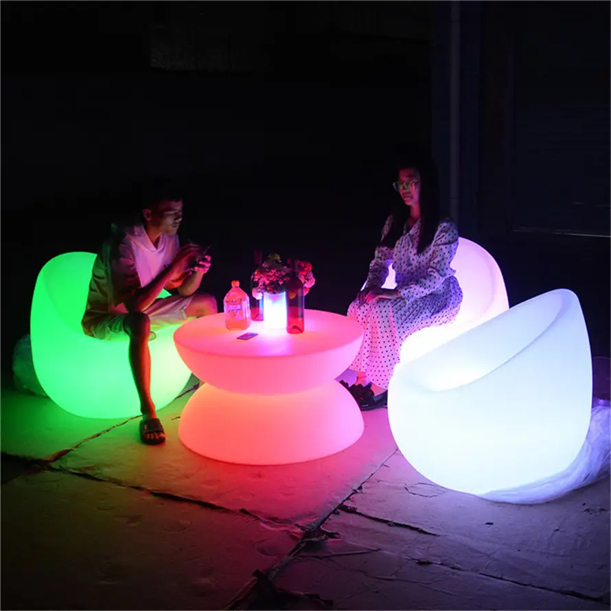 Gloeiende Lichtgevende Outdoor Led Meubels Waterpijp Lounge Nachtclub Tuin Event Moderne Koffie Verlichte Led Licht Sofa Set Stoel