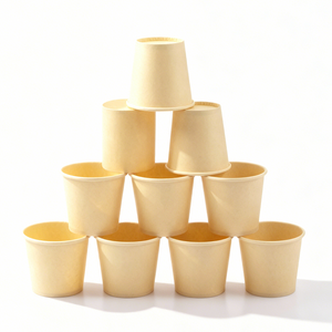 Vasos de papel desechables, reciclables, impermeables, personalizados, de kraft blanco, de bambú, para helados, para cafeterías, tiendas de postres, empaques para postres congelados - Product Image 6