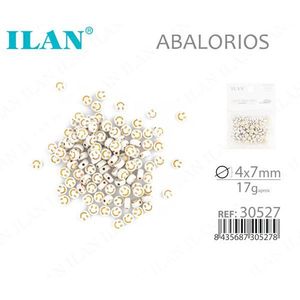 ILAN Abalorios Perline con faccina sorridente bianche con dettagli in oro 4x7mm per la creazione di gioielli - Product Image 1