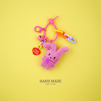 Nouveau coréen en forme de coeur mignon Super doux en peluche zodiaque lapin porte-clés pendentif Ins vent sac voiture suspendu ornement