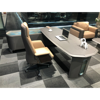 Nouveau mobilier de bureau personnalisé moderne de luxe commercial marron en forme de L pour patron de bureau général