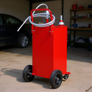 Red Fuel Caddy 30 Gallon Manual Transfer Pump Steel Gasoline <b>Diesel</b> <b>Container</b> For Cars Lawn Petrol Service Equipment - Product Image 2