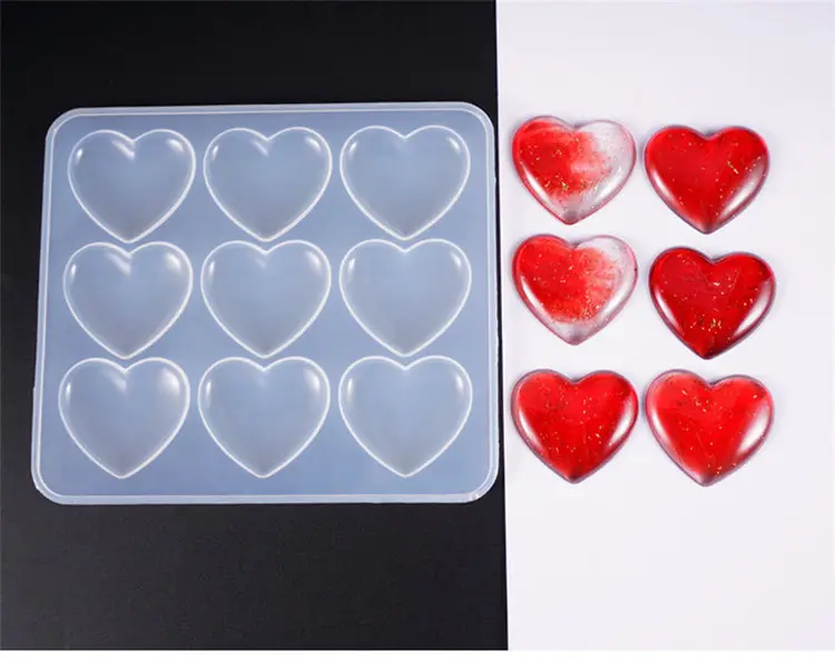 P1314 Diy handmade heart shaped cake mould 9 hole love silicone Crystal Epoxy Resin Mold
