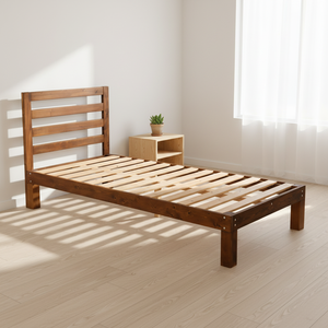 Cadre de lit king size avec tête de lit, 100% <span class=keywords><strong>bois</strong></span> massif, style scandinave, compatible avec tous les matelas, antidérapant, assemblage <span class=keywords><strong>en</strong></span> 30 minutes - Product Image 2