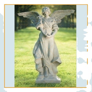 Venta al por mayor grande al aire libre hecho a mano de mármol escultura de Ángel alas estatua - Product Image 1