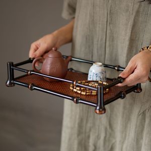 Bamboo woven storage <b>tray</b>, <b>tea</b> set <b>tray</b>, teacup organizer, <b>tea</b> serving <b>tray</b>, <b>tea</b> ceremony accessories - Product Image 3