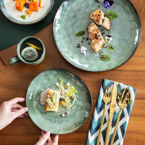 Vajilla Ecológica de Cerámica Verde con Piedras Preciosas, Plato con Logotipo Personalizado, Tazón Pequeño de Porcelana, Estilo Chino Clásico para Cocinas - Product Image 2