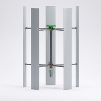 Système hybride éolien-solaire 50 kW, éolienne à axe vertical avec rotor de 5,8 m de diamètre et vitesse de démarrage de 2,5 m/s