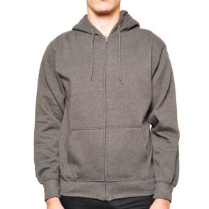 เสื้อฮู้ดผู้ชายแขนยาวเข้ารูปสีทึบเสื้อมีซิปรูดแบบกำหนดเอง - Product Image 4