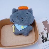 Porte-clés en peluche super doux avec loup gris de dessin animé mignon et mouton paresseux, rembourrage en coton PP, adorable jouet couineur
