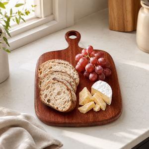 Tabla de cortar premium de madera de ébano con orificio para colgar, tabla de picar de madera redondeada para servir pan y <span class=keywords><strong>queso</strong></span> - Product Image 2