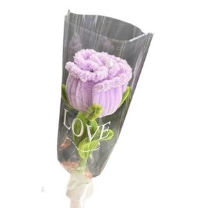 Bouquet de fleurs artificielles en peluche torsadées, faites à la main, multicolores, 40 cm, cadeaux pour la Saint-Valentin - Product Image 4