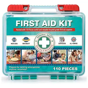 Factory Supply 110 Pieces Plastic First Aid Box First Aid Kit Medical Supplies First Aid Box For Home Outdoor Office