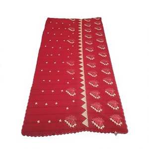 Écharpe légère et respirante en mousseline pour femme, avec bordure en coquille de ventilateur brodée de strass en forme de pétales croisés, vente en gros OEM ODM - Product Image 1