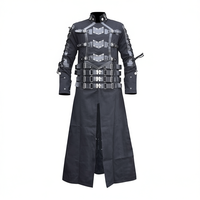 Manteau en cuir de vache noirci pour hommes Trench-Longed Gothic-Coats