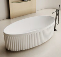 Baignoire ovale de luxe moderne pour hôtel, design contemporain, baignoire autoportante blanche, facile à nettoyer