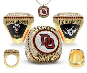 Bague de championnat pour athlètes Sidan modèle 669, vente directe d'usine, logo personnalisé, alliage plaqué or rose, forme cœur - Product Image 3