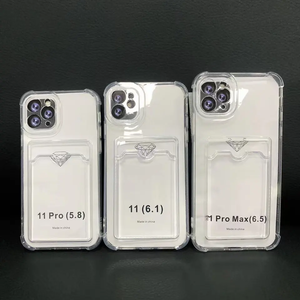 Pour iPhone14 étui fente pour carte support de poche clair TPU étuis antichoc 12 13 <span class=keywords><strong>Pro</strong></span> <span class=keywords><strong>Max</strong></span> XR XS Airbag quatre coins couverture pour la vente en gros - Product Image 3