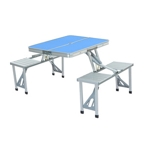 Outdoor Integrated Foldable Metal Aluminum Alloy Chair <b>Table</b> Set Four-Piece Night Market Stall Camping <b>Table</b> Outdoor Furniture - Product Image 1