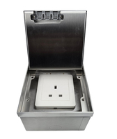 ZDR130 Enchufe de suelo empotrado de acero inoxidable plateado industrial 10A de 1 toma 86 UK/EU con placa de pared
