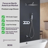 Ensemble de douche mural trois fonctions en cuivre chromé dissimulé, style américain moderne et minimaliste, 10 pouces, pour salle de bain transfrontalière