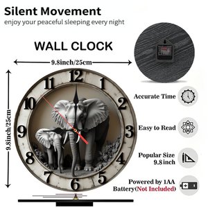 Round Wooden Wall <b>Clock</b> 25x25Cm Silent Non-Ticking Round Wood Wall <b>Clock</b> Home Decor - Product Image 4