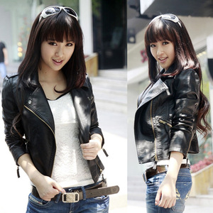 Chaquetas de Cuero Sintético con Cierre para Mujer, Estilo Urbano, Chaqueta Bomber para Motocicleta, Abrigo para Club - Product Image 2
