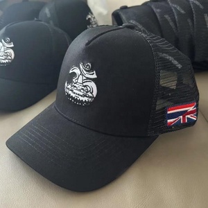 Gorra de Béisbol de 5 Paneles Personalizada de Alta Calidad con Bordado de Marca Personalizada MOQ BAJO, Gorra <span class=keywords><strong>Trucker</strong></span> Negra de Algodón con Cierre a Presión - Product Image 5