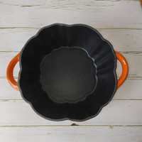 Panci Labu Enamel Ramah Lingkungan, Panci Masak Besi Cor Berlapis Enamel Kapasitas Besar Warna Oranye, Panci Masak Besi Cor 24cm Stainless