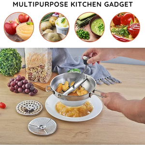 <span class=keywords><strong>Moulin</strong></span> à aliments <span class=keywords><strong>manuel</strong></span> en acier inoxydable pour cuisine, avec 3 disques interchangeables, hachoir à légumes - Product Image 2