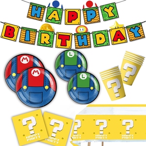 Ensemble de vaisselle <span class=keywords><strong>Mario</strong></span> pour fête d'anniversaire Assiette de <span class=keywords><strong>décoration</strong></span> de fête Fournitures de vacances - Product Image 1