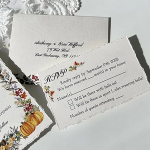 Lời Mời hoa cổ điển cho đám cưới, bộ đám cưới deckle tùy chỉnh, lời mời đám cưới mộc mạc với thẻ RSVP - Product Image 6