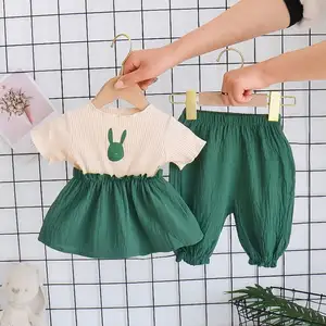 Ensembles de vêtements d'été pour bébés filles jupes à manches courtes deux pièces pour enfants vêtements pour enfants de 1 à 4 ans fille