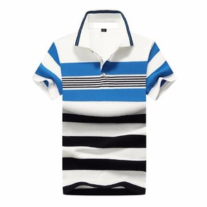 เสื้อโปโลสำหรับผู้ชายเสื้อยืดแขนสั้นมีปกปกลายทางลำลองแขนสั้นผ้าคอตตอ<span class=keywords><strong>น</strong></span> - Product Image 3