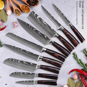 มีดเชฟ<span class=keywords><strong>ส</strong></span>แตนเลสพร้อมด้ามไม้มีดทำครัวเครื่องตัดลายเลเซอร์สำหรับขนมปังและทำอาหาร - Product Image 5