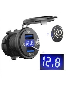 Kép USB sạc ổ cắm 12V-24V QC 3.0 cảm ứng không thấm nước chuyển đổi với Vôn kế led Vôn kế điện thoại chủ - Product Image 2