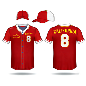 Ensemble de maillots de baseball rouge et blanc pour femmes, sublimation numérique sur toute la surface, chemises de baseball personnalisées, boutons, surdimensionné - Product Image 2