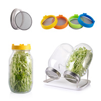 Pot en verre Mason de qualité alimentaire de 56 oz avec manchon occultant pour préparation de repas de flocons d'avoine germinés OEM pour la nuit