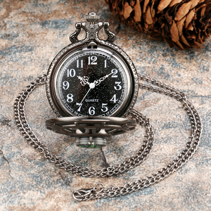 <span class=keywords><strong>Montre</strong></span> de poche <span class=keywords><strong>à</strong></span> Quartz avec boussole, Style ancien, pendentif creux, chaîne, horloge, cadran ciel étoilé, demi-<span class=keywords><strong>chasseur</strong></span> - Product Image 2