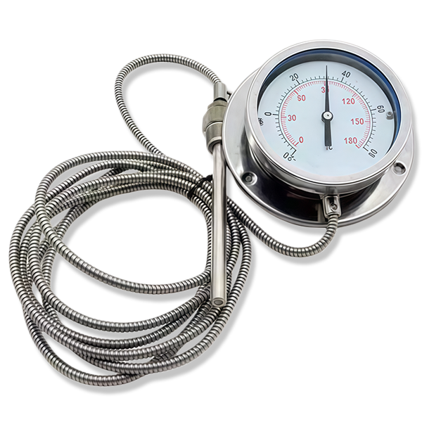 Industrial Stainless Steel 304 Capillary Thermometer Capillary Oil Gas Liquid Temperature Gauge Pressure Exhaust Gas Thermometer