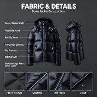 Blouson matelassé à capuche personnalisé pour homme 2026 – Qualité supérieure, toile imperméable, logo imprimé, grandes tailles, fermeture éclair, tenue décontractée d'hiver