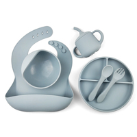 Sans BPA, vente en gros, avec couvercle, plaque d'aspiration, bol à gobelet, bavoirs pour bébé, ensemble d'alimentation en Silicone