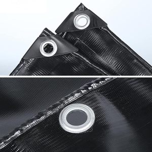 2m x 3m màu đen không thấm nước Tấm bạt che lớn gia cố nhiệm vụ nặng nề UV kháng Tarp cho đồ gỗ ngoài trời Caravan thuyền - Product Image 4