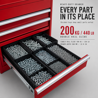 Armoire de rangement robuste sur mesure pour garage, établi en acier avec panneau perforé et tiroirs pour projets d'atelier
